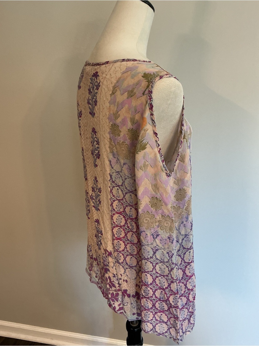 Tolani Silk Cold Shoulder Peasant Blouse - Picture 7 of 10